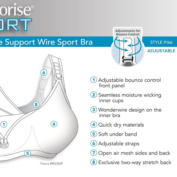 Set of 3! 34D Glamorise SPORT Bra (DOUBLE-LAYER) Wicking (UNDERWIRED) PURPLE NEW - Picture 5 of 15